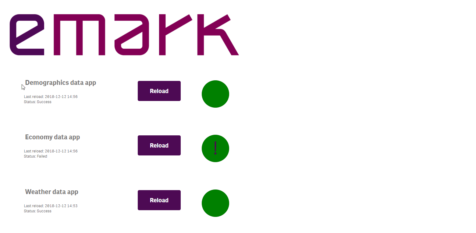 EMARK Reload Task - Reload Task Button a Reload Task Status